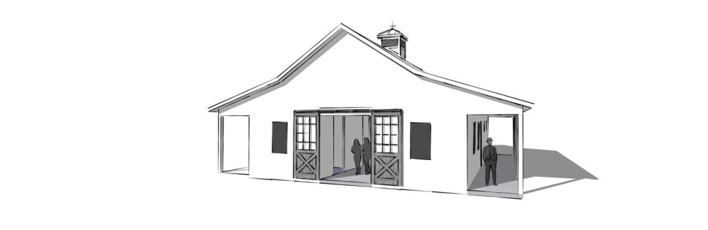 Custom barn 3D model, front view