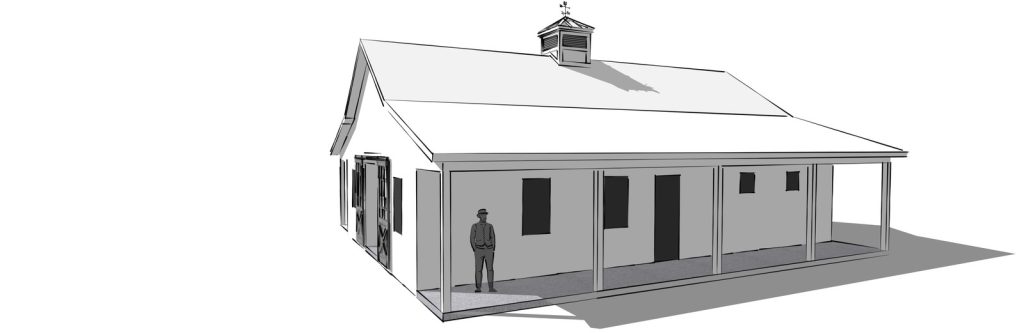 Custom barn 3D model, side view