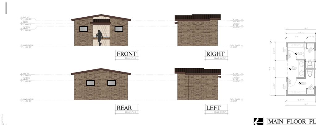 Bath addition elevations and floor plan for the Rabb Road residence